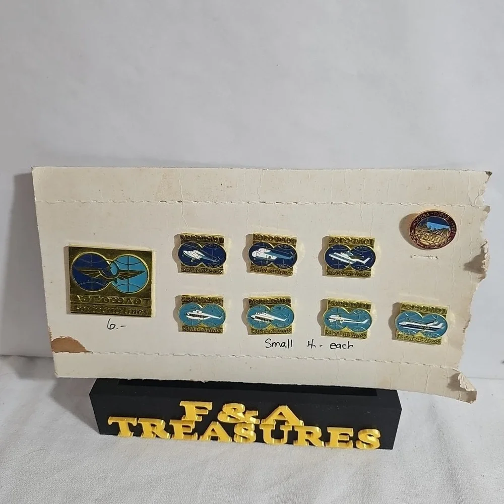 8 Soviet Airlines Pins Airplane Helicopter USSR Russia CCCP Vintage 1 Moscow Pin
